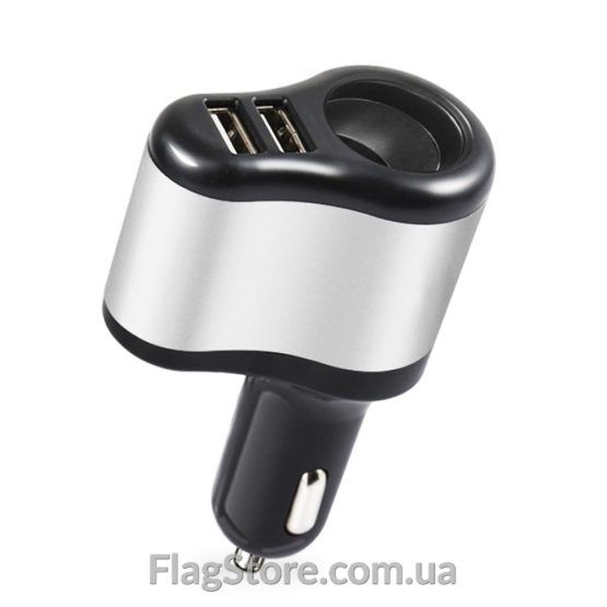 Автомобильное зарядное устройство на 2 USB + гнездо прикуривателя купить