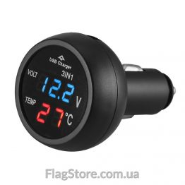 Вольтметр-термометр с USB в прикуриватель купить
