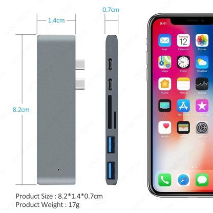Thunderbolt 3/USB-C Хаб-концентратор для MacBook Pro/Air 7в1 — изображение 4
