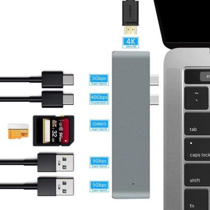 Thunderbolt 3/USB-C Хаб-концентратор для MacBook Pro/Air 7в1 — изображение 5