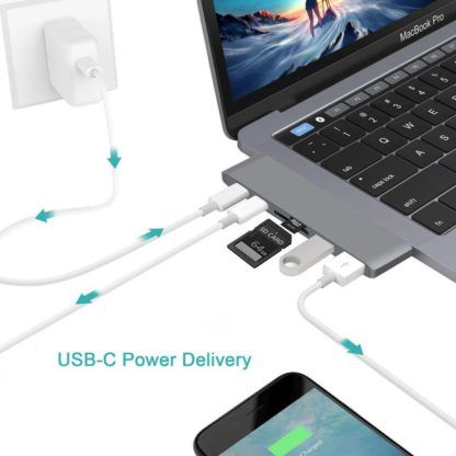 Thunderbolt 3/USB-C Хаб-концентратор для MacBook Pro/Air 7в1 — изображение 5