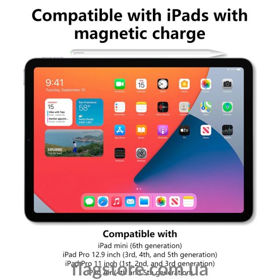 Карандаш для iPad Pro/Air/Mini с беспроводной зарядкой и магнитным креплением за грань - Зображення 11