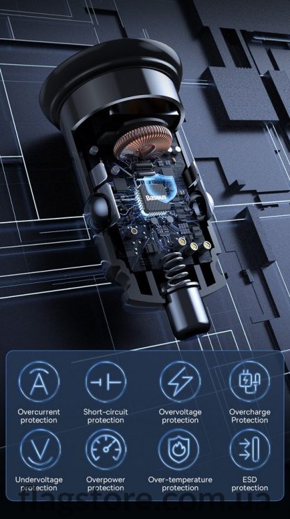 USB-A и Type-C зарядка от прикуривателя Baseus 30Вт - Зображення 4