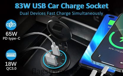 Встраиваемое в автомобиль зарядное устройство USB QC3 18Вт и USB Type-C 65Вт купить
