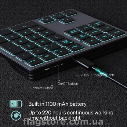 Bluetooth/2.4G клавиатура NumPad со стрелочками и 7 цветами подсветки — изображение 6