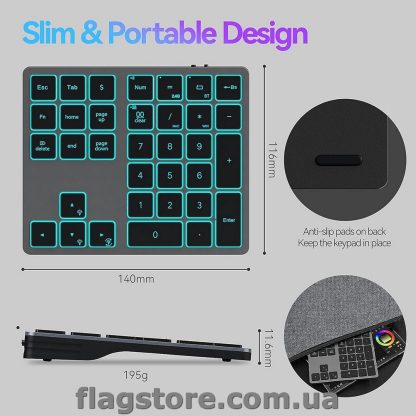 Bluetooth/2.4G клавиатура NumPad со стрелочками и 7 цветами подсветки — изображение 2