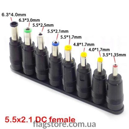 Кабель питания от Powerbank для маршрутизаторов, ламп, колонок USB-A – DC 5.5x2.1mm 5V/9V/12V c набором из 8 DC переходников - Зображення 3
