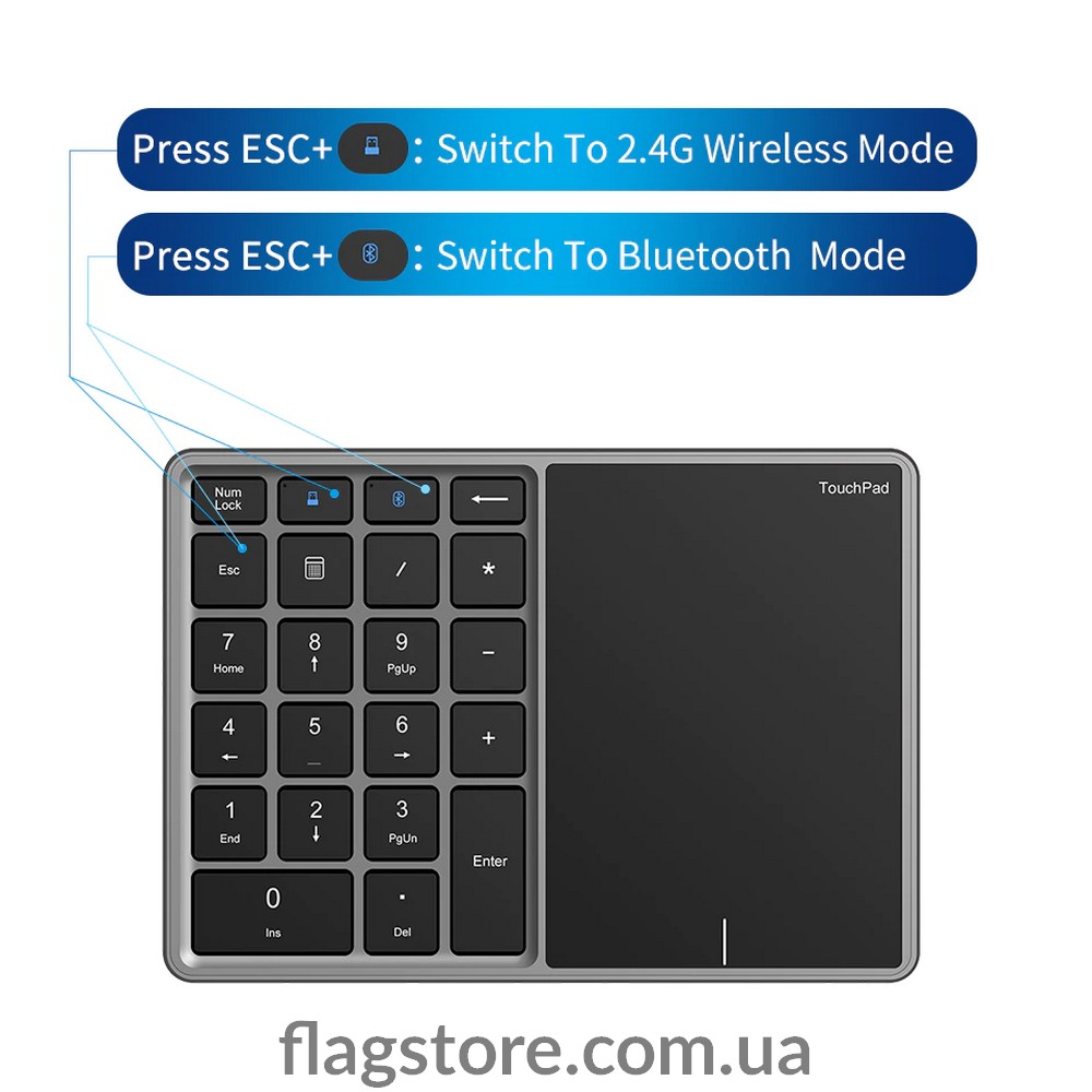 Беспроводной TouchPad + NumPad Bluetooth+2.4G 3