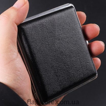 Черный кожаный портсигар на 20 сигарет — изображение 5